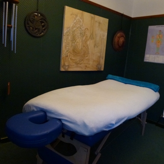 The couch in the healing room at Touchwood, Swansea.